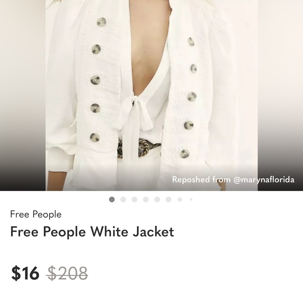 Free People Ivory Blazer with Silver Buttons